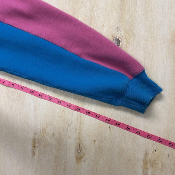 Teddy Fresh Hoodie Mens Large Multicolor Fleece Pullover Colorblock Sweatshirt - Picture 6 of 9